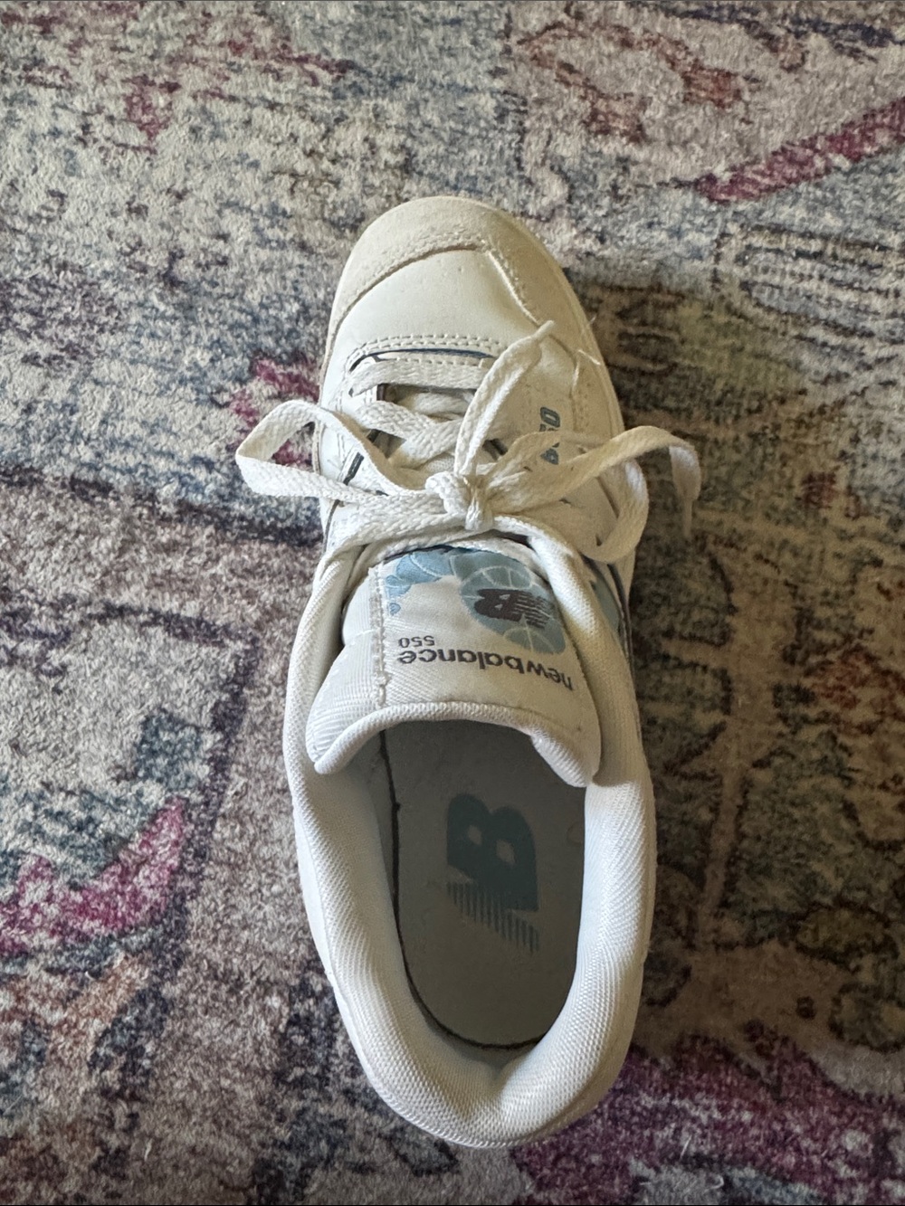 New Balance 550 White & Light Blue Sneaker - Picture 2 of 5
